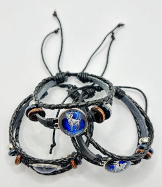 Bransoletka skórzana ze znakami zodiaka