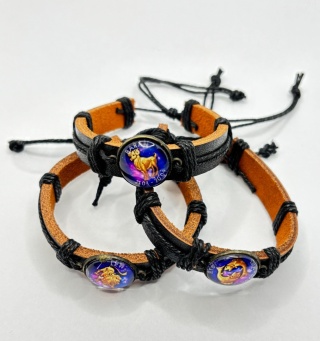 Bransoletka skórzana ze znakami zodiaka