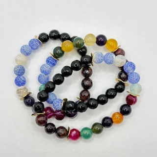 Bransoletka z agatem, granatem,obsydianem