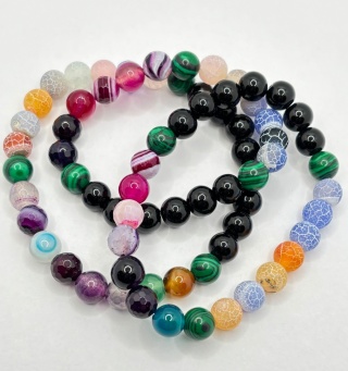 Bransoletka z agatem, malachitem,obsydianem