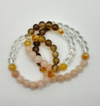 Bransoletka z cytrynem, kwarcem różowym,kryształem górskim,kwarcem dymnym