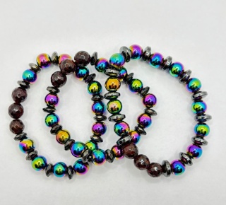 Bransoletka z hematytem oksydowanym, granatem