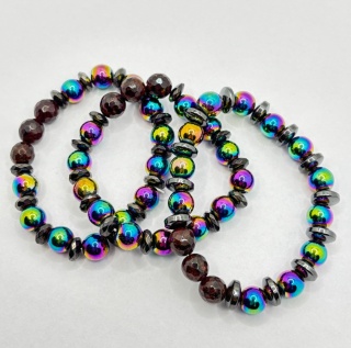 Bransoletka z hematytem oksydowanym, granatem