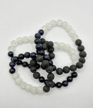 Bransoletka z kwarcem lodowym,lawa,noc kairu