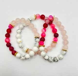 Bransoletka z kwarcem różowym,agatem,howlitem