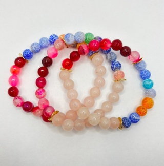 Bransoletka z kwarcem różowym,agatem