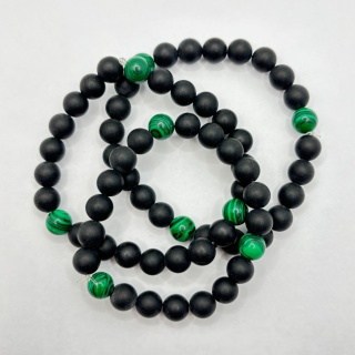 Bransoletka z malachitem, obsydianem