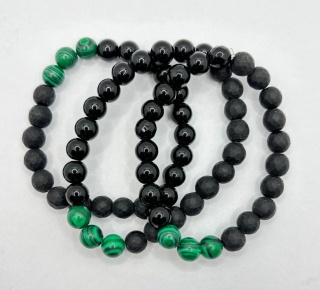 Bransoletka z malachitem,turmalinem,obsydianem
