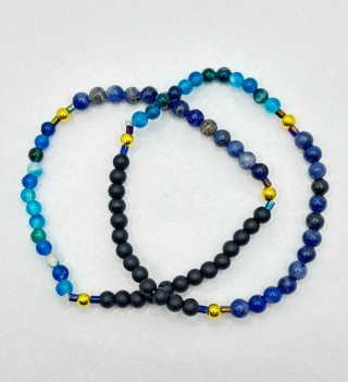 Bransoletka z obsydianem, agatem,lapisem lazuli
