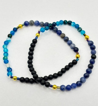 Bransoletka z obsydianem, agatem,lapisem lazuli