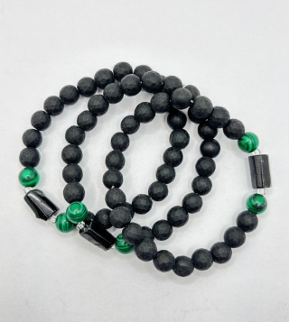 Bransoletka z obsydianem,turmalinem,malachitem
