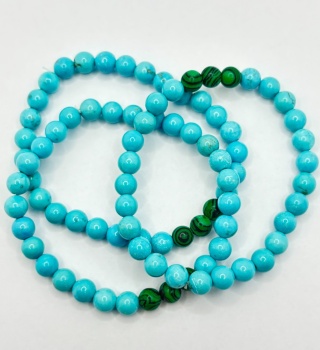 Bransoletka z turkusem, malachitem