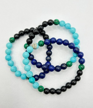 Bransoletka z turmalinem,malachitem,turkusem,lapisem lazuli