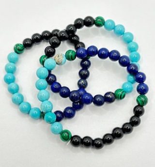 Bransoletka z turmalinem,malachitem,turkusem,lapisem lazuli