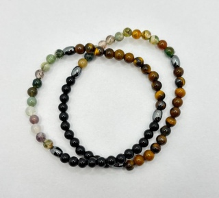 Bransoletka z tygrysiem okiem,obsydianem,hematytem,agatem