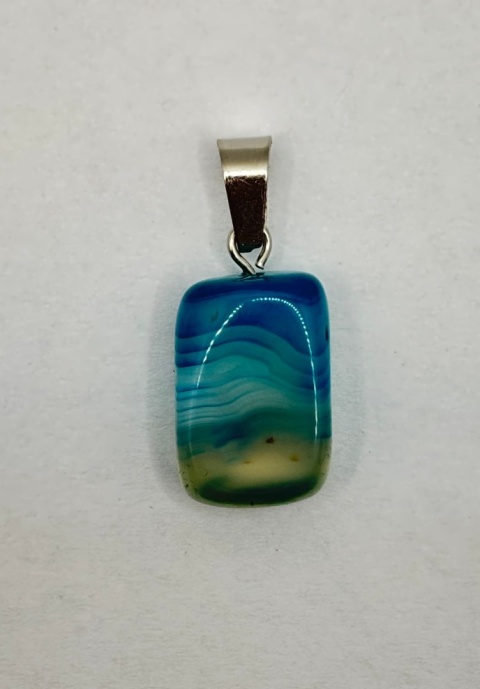 Zawieszka z agatem - bryłka - miks kolorów