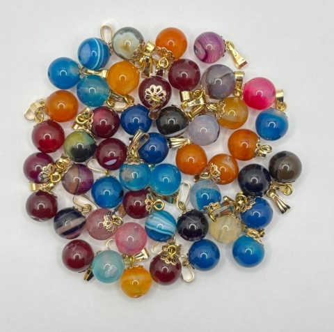 Zawieszka z agatem - kulka - miks kolorów