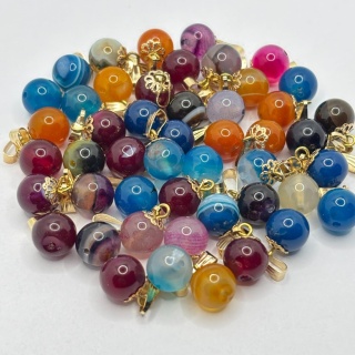 Zawieszka z agatem - kulka - miks kolorów