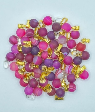 Zawieszka z agatem - kulka - odcienie różu