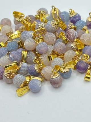 Zawieszka z agatem - kulka - odcienie niebieskiego i fioletu