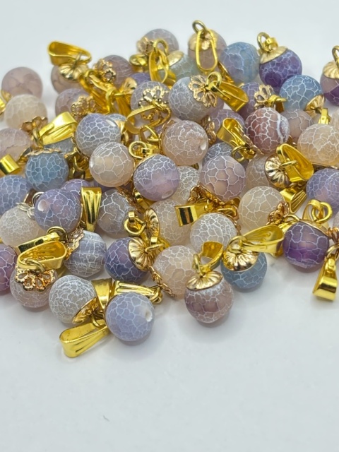 Zawieszka z agatem - kulka - 17 mm - odcienie niebieskiego i fioletu