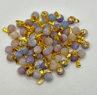 Zawieszka z agatem - kulka - odcienie niebieskiego i fioletu