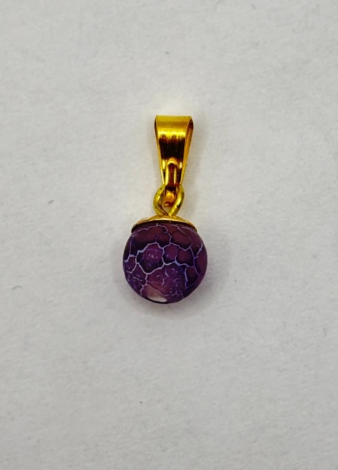 Zawieszka z agatem - kulka - 17 mm - odcienie niebieskiego i fioletu