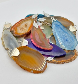 Zawieszka z agatem - plaster - ozdobny uchwyt