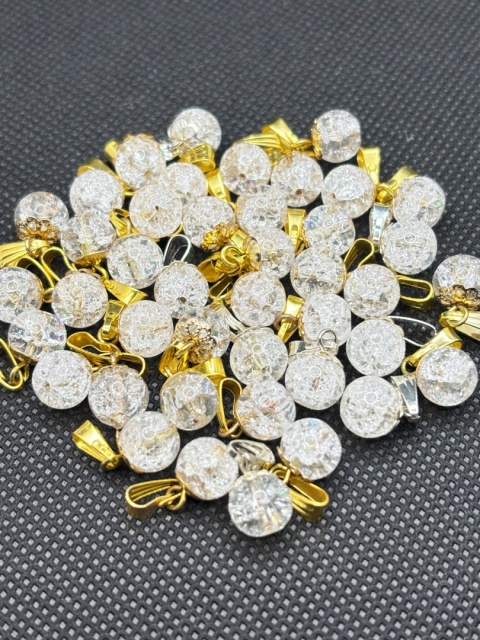 Zawieszka z kryształem górskim - kulka - 17 mm