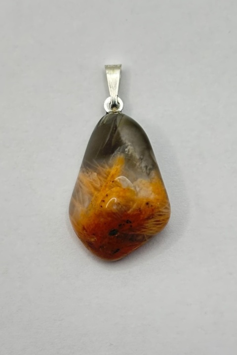 Zawieszka z kamieniem księżycowym - bębniak - 32 mm