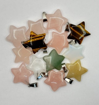 Zawieszka z kwarcem różowym,opalitem,tygrysiem okiem,krzyształem górskim , fluoryt