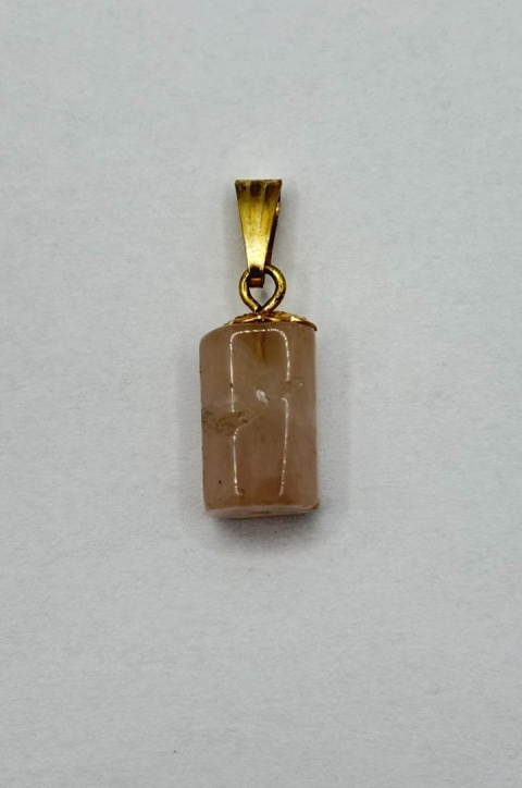 Zawieszka z kwarcem różowym - walec - 23 mm