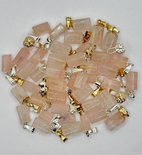 Zawieszka z kwarcem różowym - walec - 23 mm