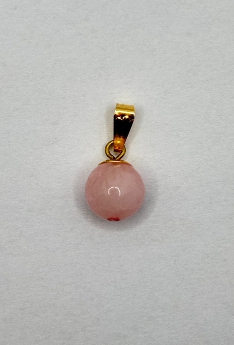 Zawieszka z kwarcem różowym z gładkim zapięciem - kulka - 18 mm