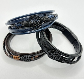 Bransoletka skórzana z drzewkiem szczęscia