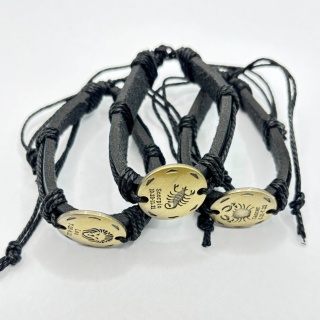 Bransoletka skórzana ze znakami zodiaka