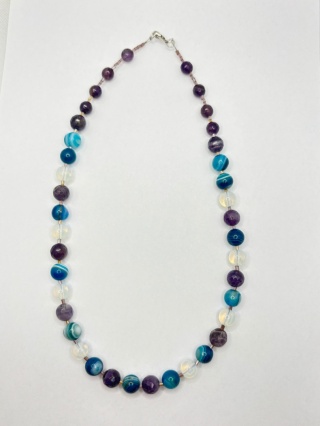 Naszyjnik z ametystem,opalem,agatem