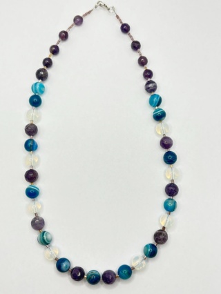 Naszyjnik z ametystem,opalem,agatem