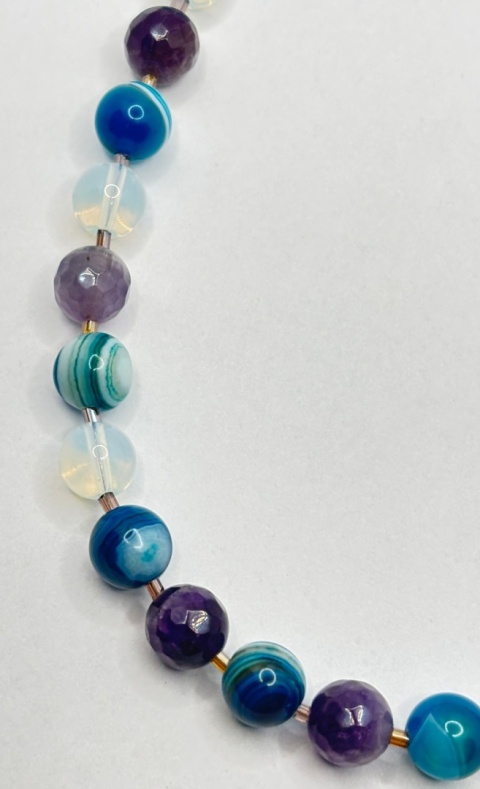 Naszyjnik z ametystem,opalem,agatem