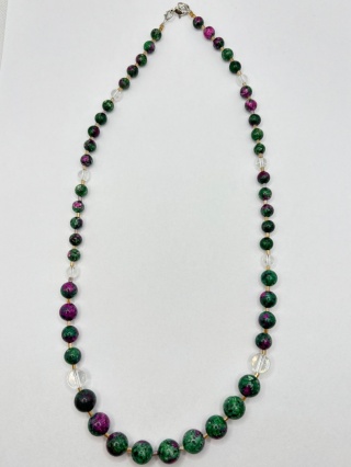 Naszyjnik z zoisytem i kryształem górskim