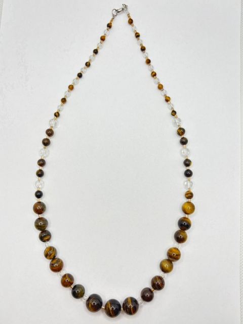 Naszyjnik z tygrysiego oka i kryształem górskim