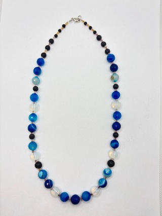 Naszyjnik z agatem,opalem,lawą wulkaniczną