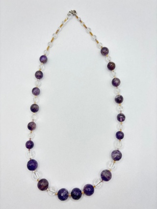 Naszyjnik z ametystem i kryształem górskim