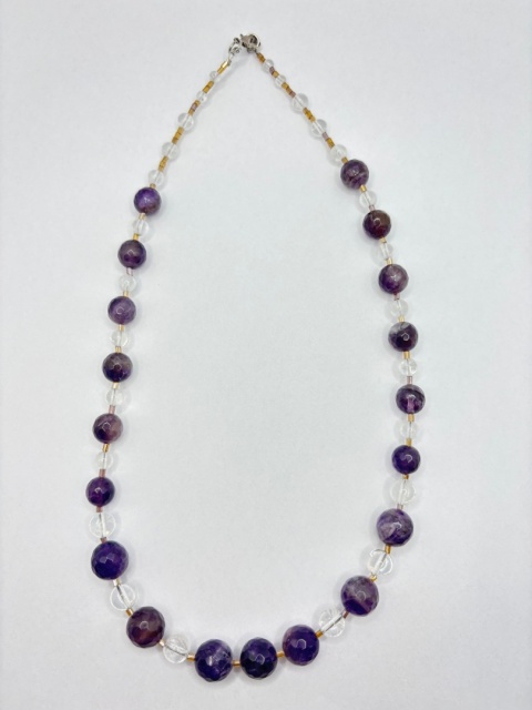 Naszyjnik z ametystem i kryształem górskim