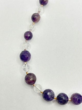 Naszyjnik z ametystem i kryształem górskim