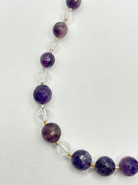 Naszyjnik z ametystem i kryształem górskim