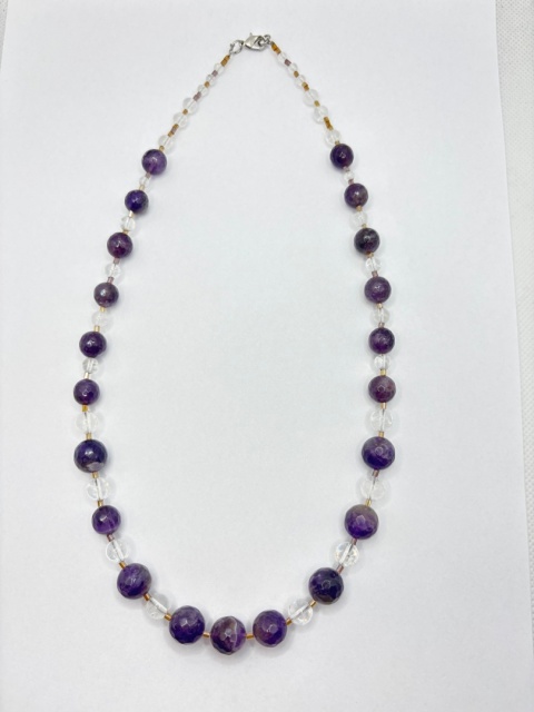 Naszyjnik z ametystem i kryształem górskim