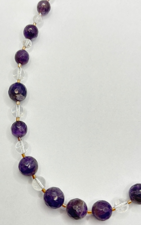 Naszyjnik z ametystem i kryształem górskim