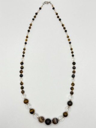 Naszyjnik z tygrysiem okiem i kryształem górskim