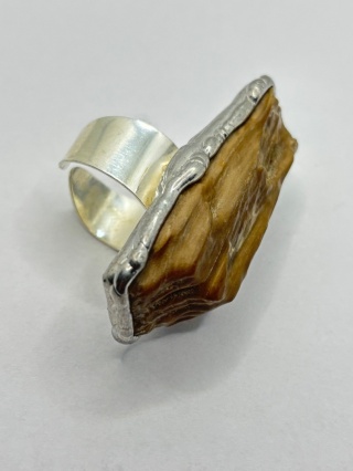 Pierścionek z skamieniałego drewna